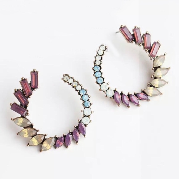 New Crystal Hoop Earrings - Picture 1 of 3